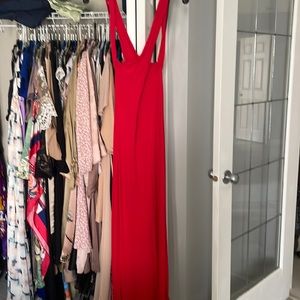 Forever 21 red maxi dress size large crisscross detail and low back